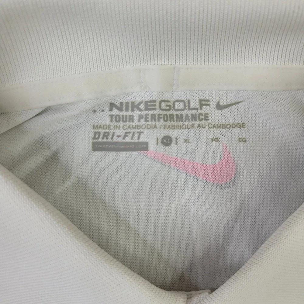 Nike Golf Tour Performance Polo Shirt Mens XL White Geometric Short Sleeve